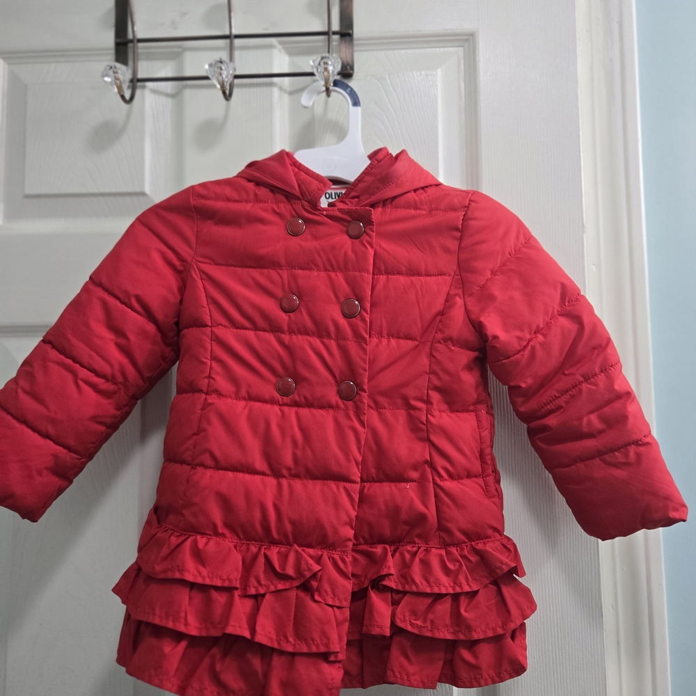 Gymboree Red Puffer Jacket with Ruffle Detail